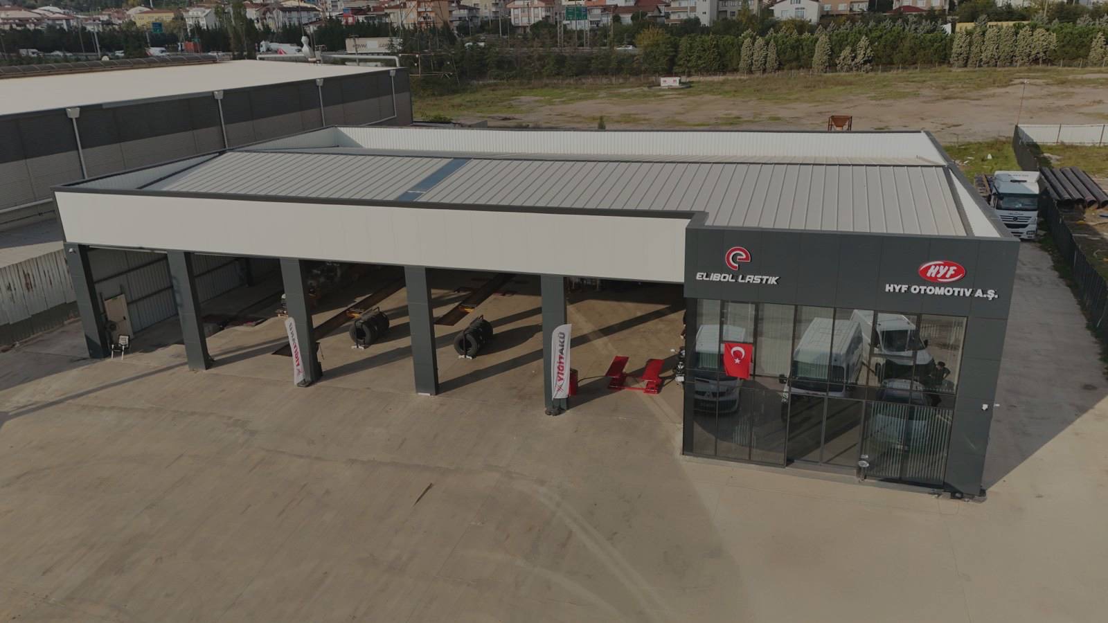 Elibol Lastik ve HYF Otomotiv tesisi, havadan görünüm